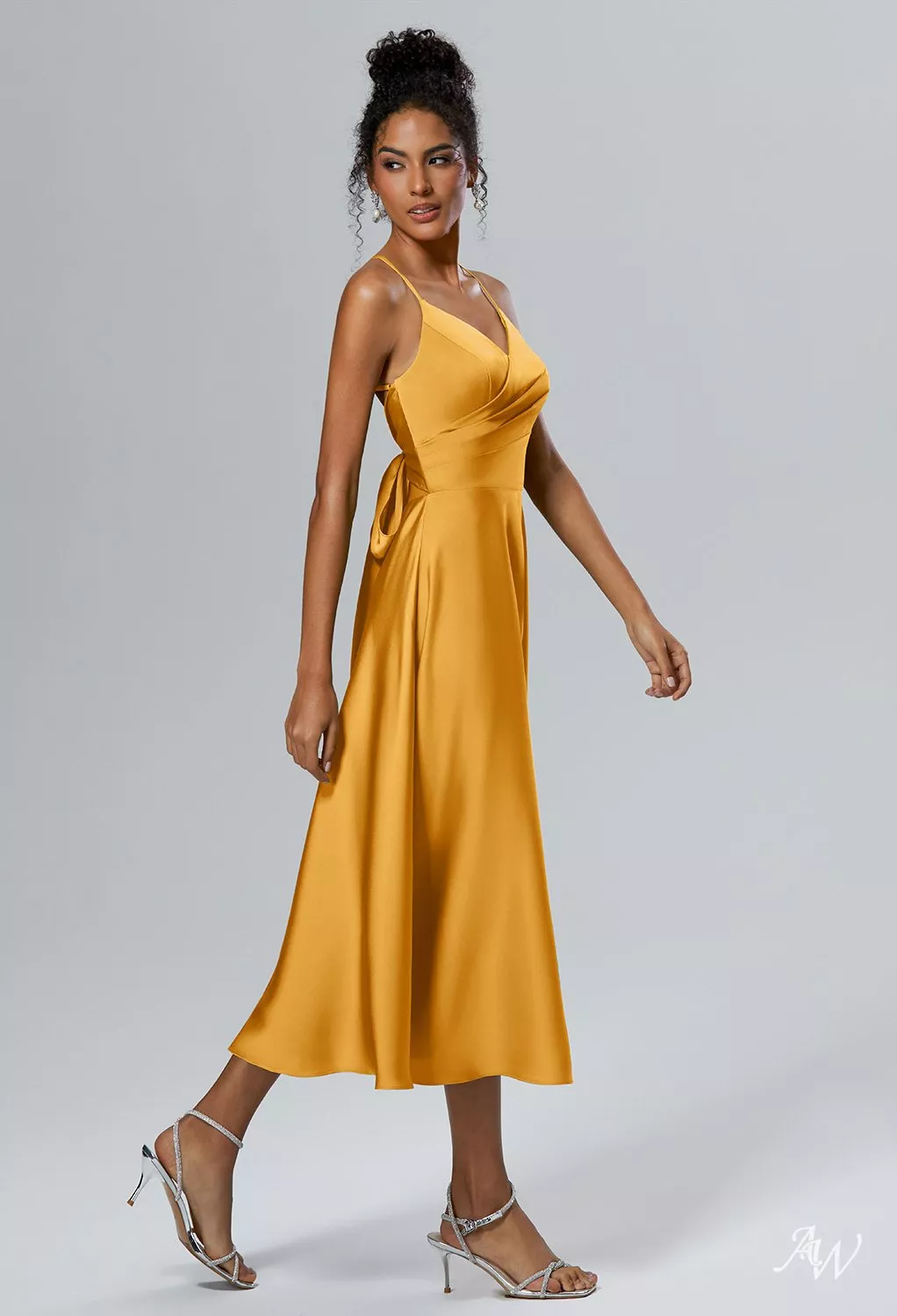 mango satin dress Puffed sleeves - Women Waist 32cm Mango Women's Ruched Satin Dress