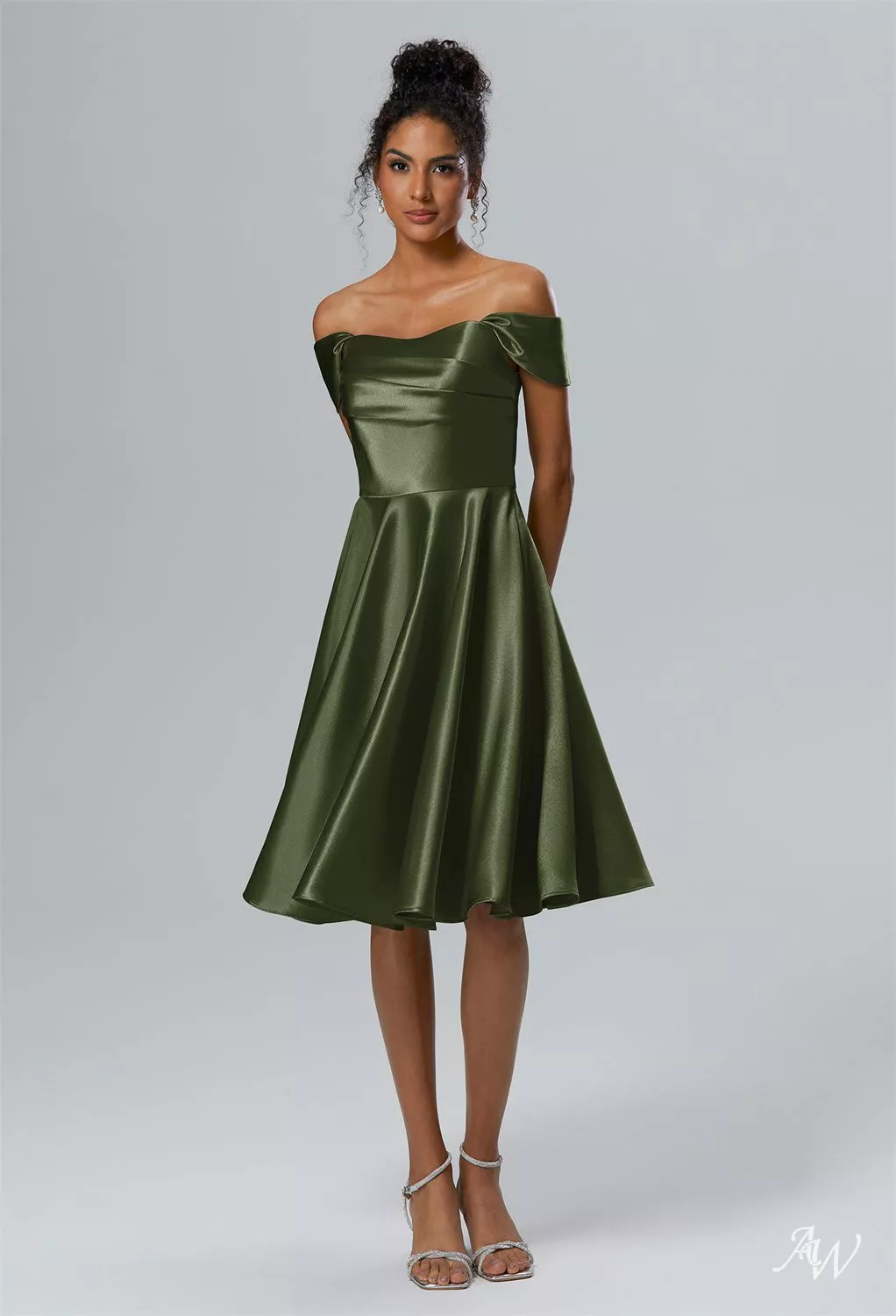 olive green dinner dress Olive Green Cowl Back Bridesmaid Dresses