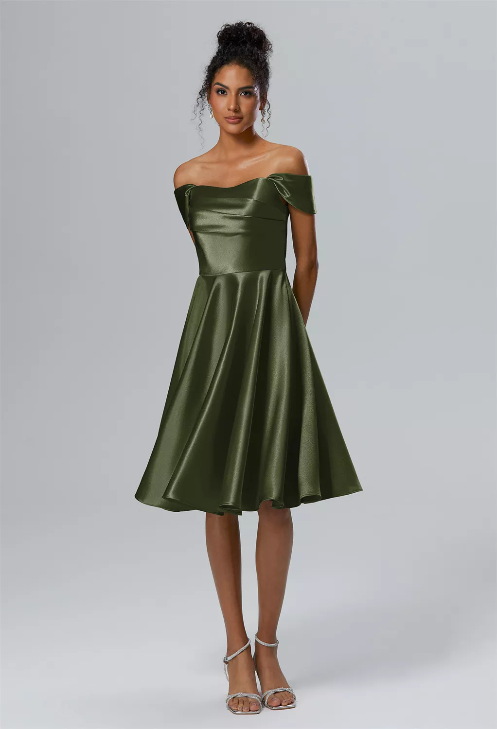 strapless open back dress Kaila Silk Dress in Green City Floral Mix Olive