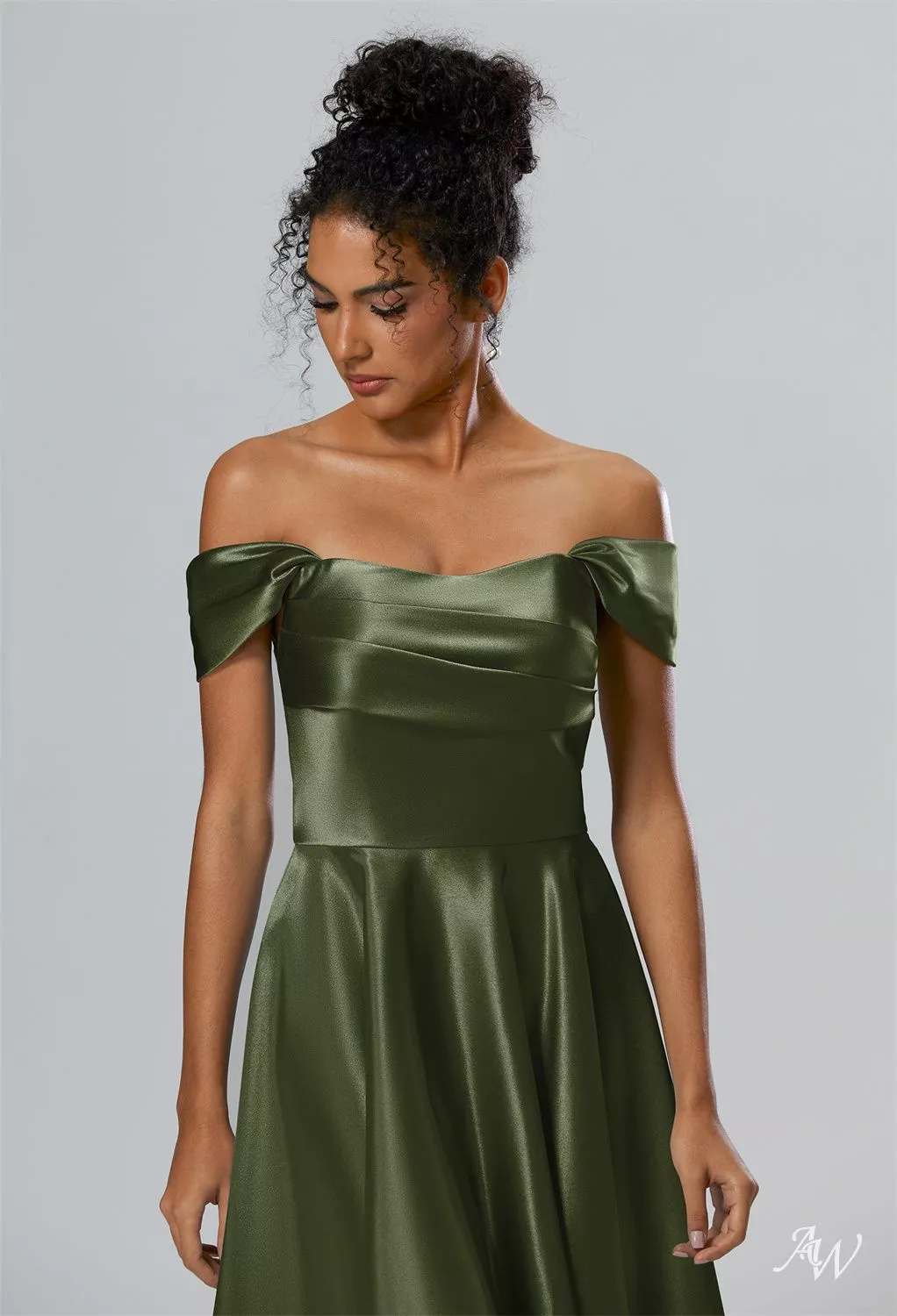 olive green taffeta dress BABARONI Off Shoulder Short Ruffle Satin Cocktail Dress Olive Green, Olive Green / US0 main image 1
