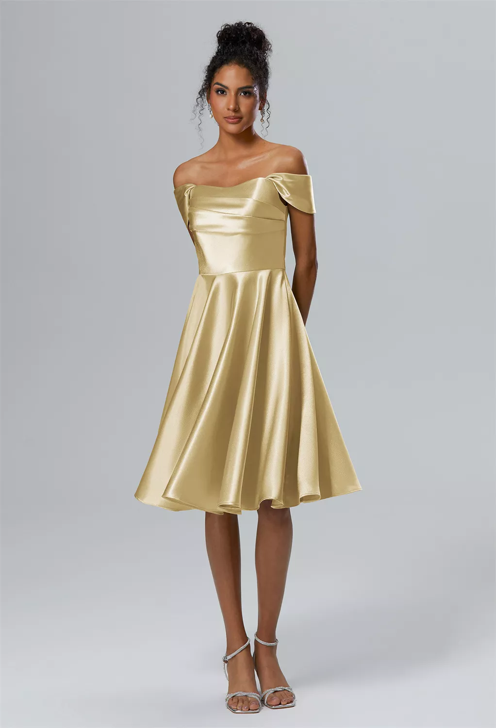 gold short graduation dresses Cute Yellow Satin Strapless Prom with Pockets, Yellow Ho  Shiny Party Color As Photo Gold Short Prom Homecoming Dresses