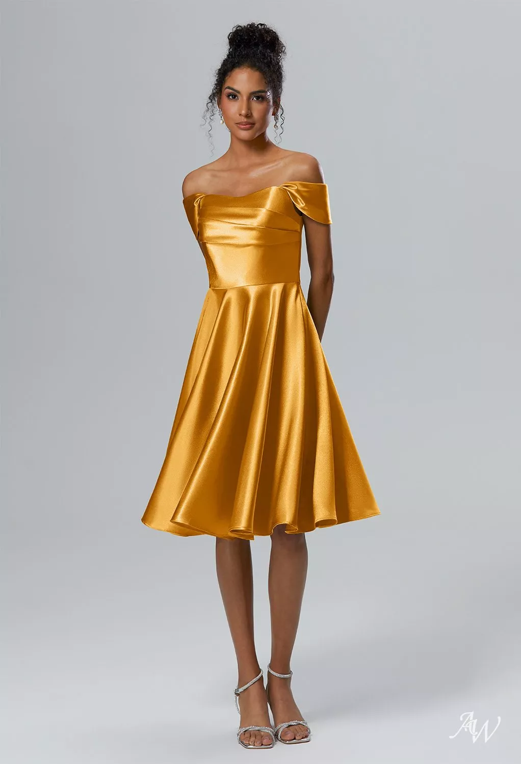navy and yellow bridesmaid dresses Leah Bow Sleeves Bridesmaid Dress main image 1