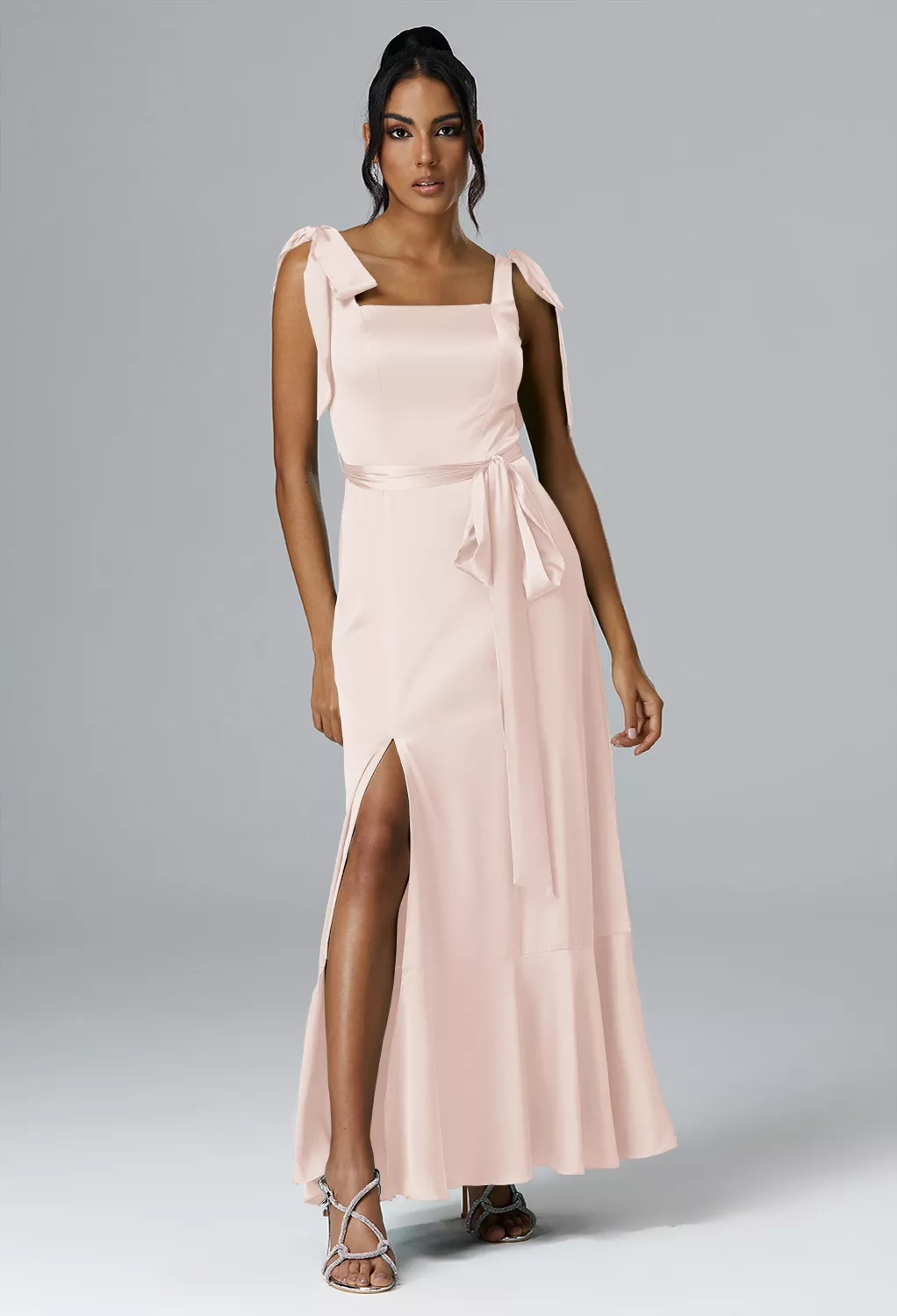 double slit bodycon dress Double-Slit Maxi Dress with Straps