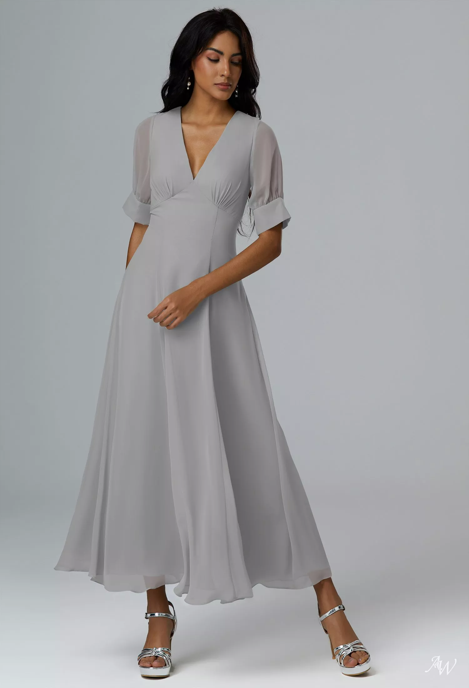 sapphire bridesmaid dress S Sapphire Blue Long Sleeve Floor Length Bridesmaid Dress