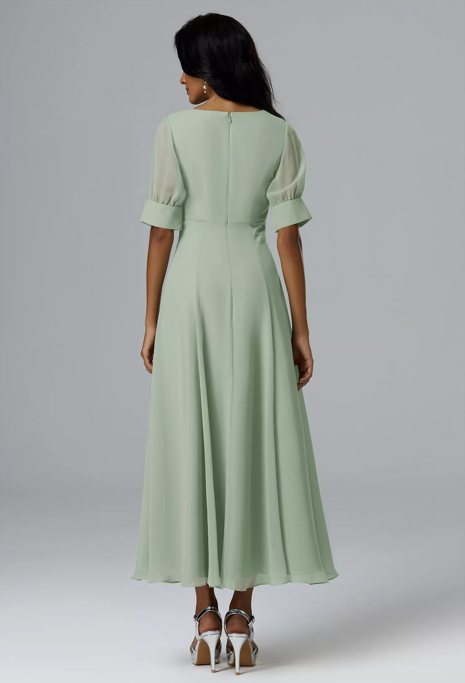 sapphire green color dress Alma Midi Dress-GREEN SAPPHIRE / 4