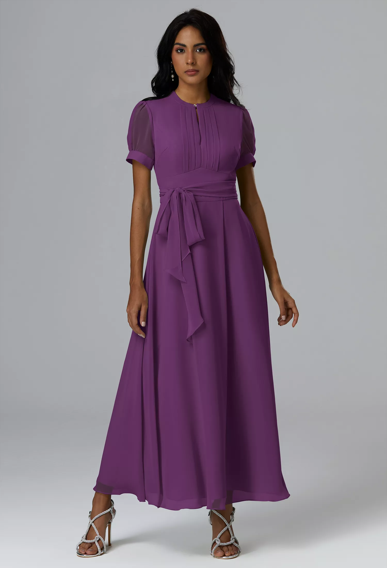 purple bridesmaid dresses long Lilac Ruched One Shoulder Chiffon Floor Length Bridesmaid Prom Dress