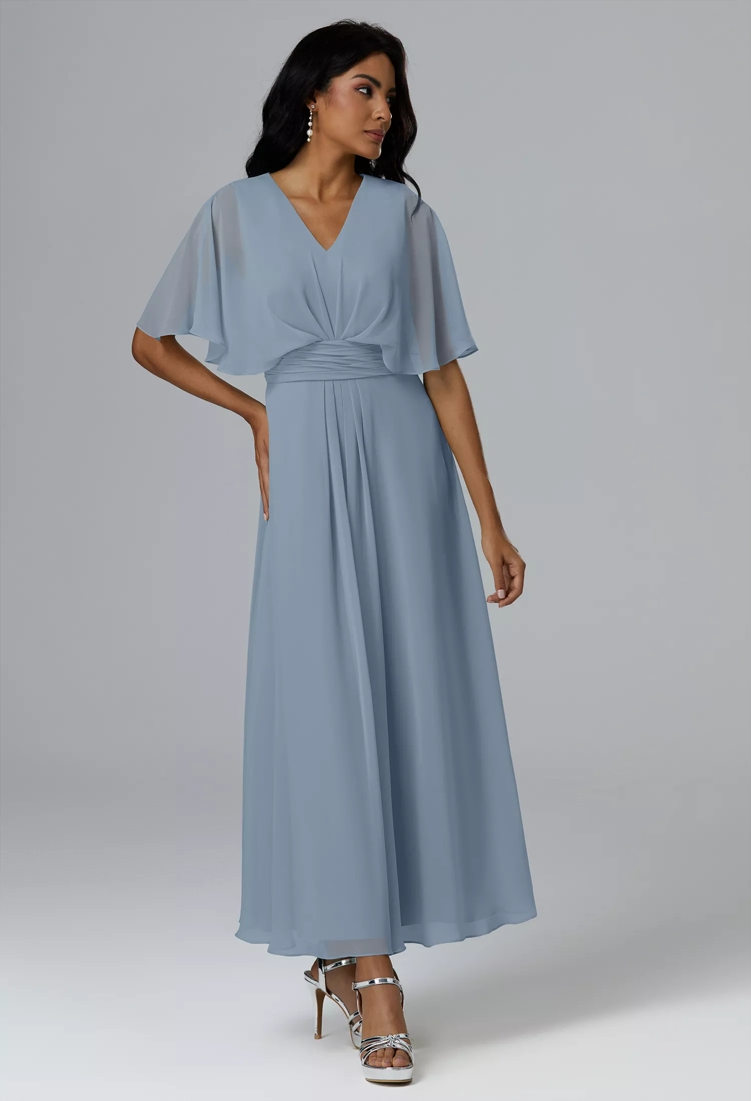 AW Kristen Dress, Chiffon Floor Length Square Neckline Bridesmaid ...
