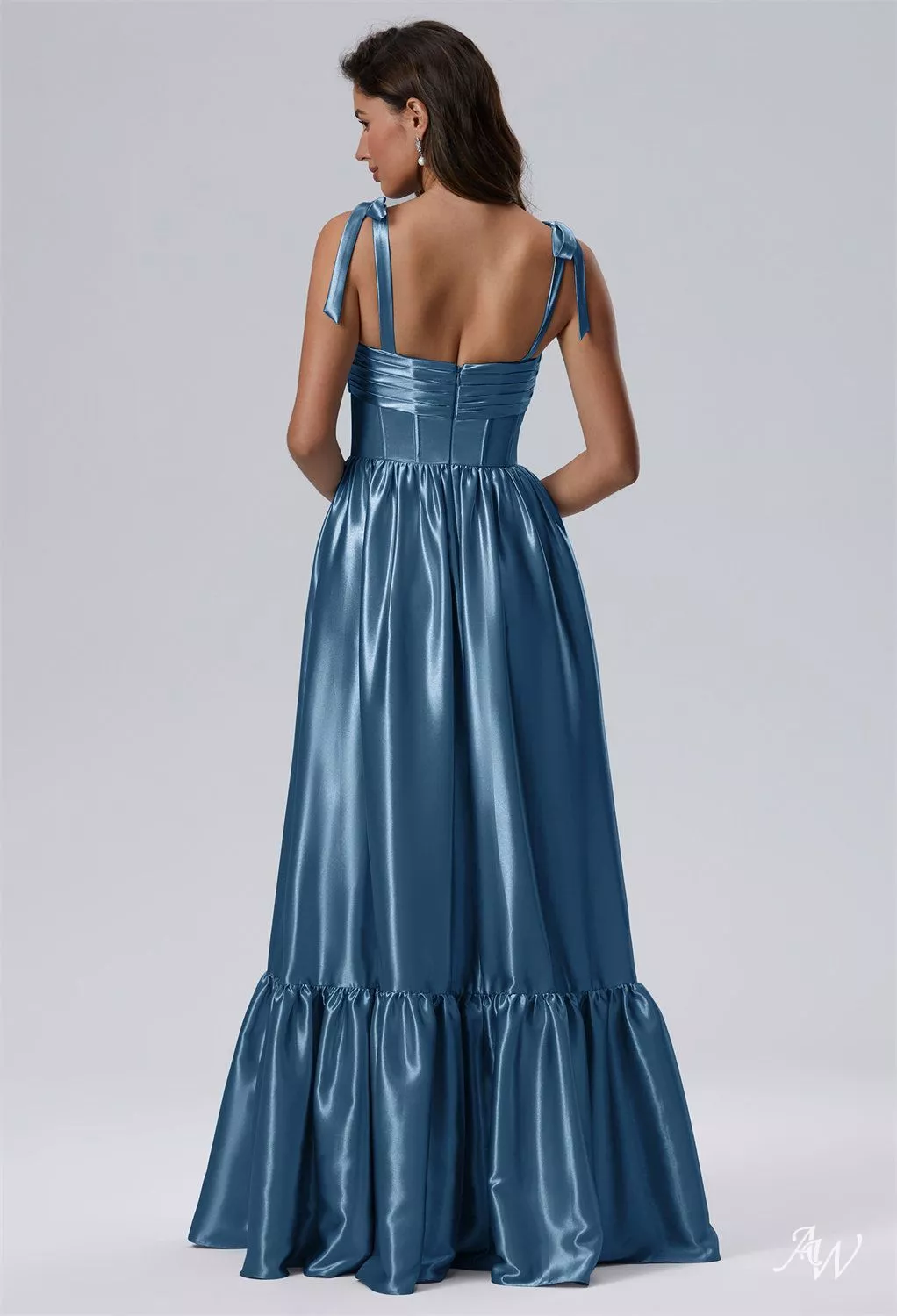 AW Blustery Dress, Hunter Green Crystal Satin Floor Length Sweetheart ...