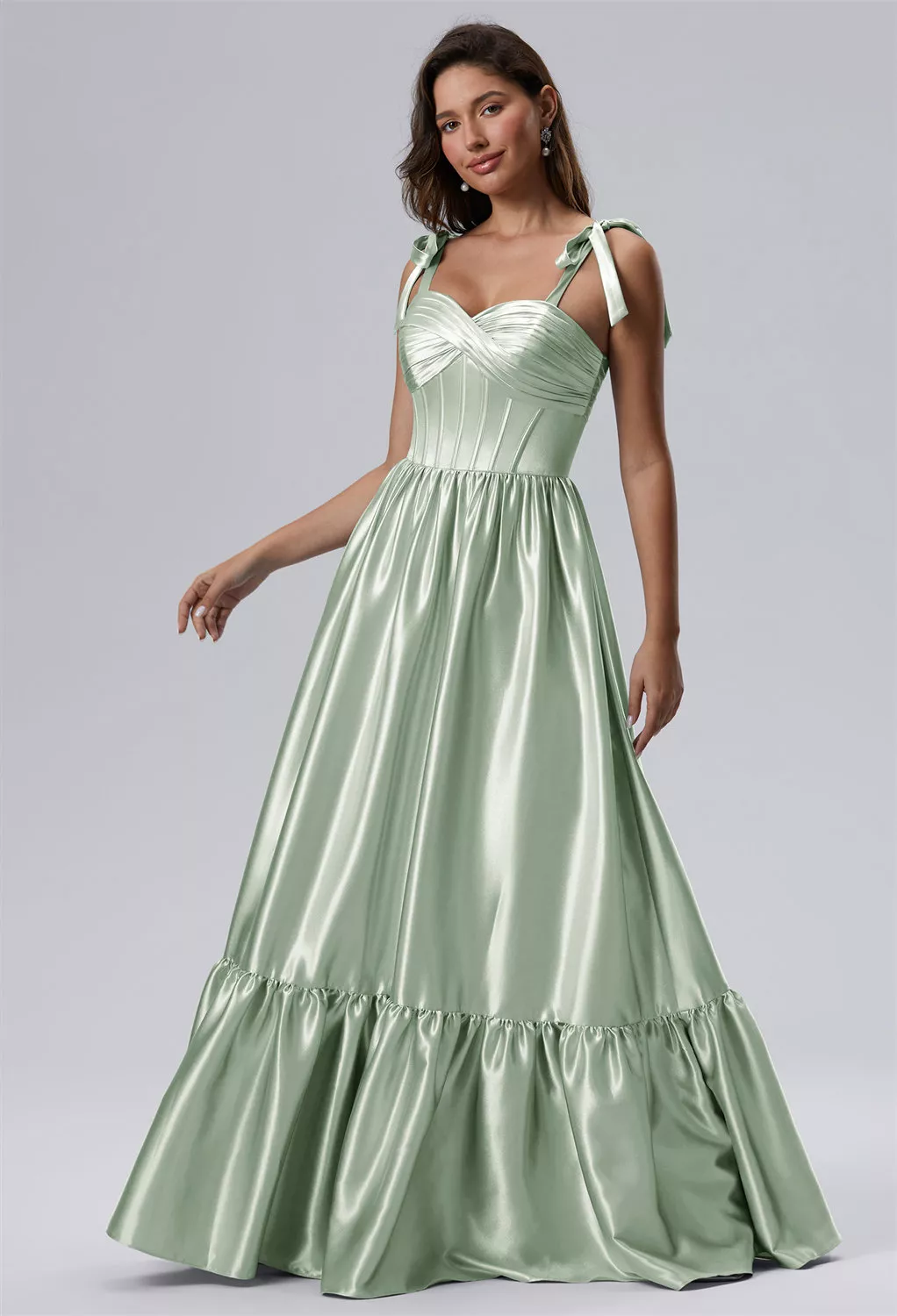 green emerald velvet dress Mermaid Spaghetti Straps Sage Corset Prom Dress with Appliques sew1089 –  SELINADRESS main image 0