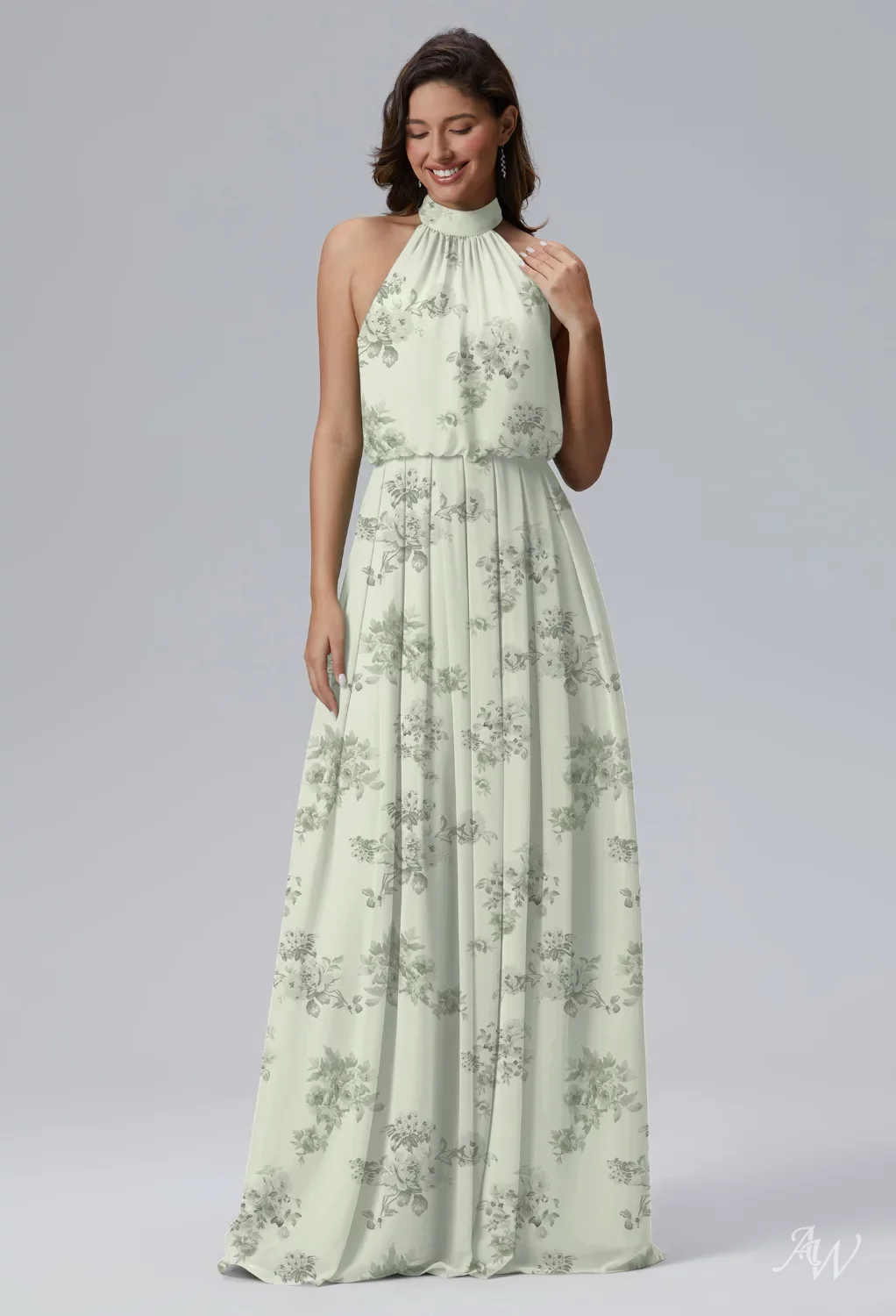 pistachio green bridesmaid dresses KissProm Halter A-Line Chiffon Midi Dress in Pale Pistachio, Pale / 0 helping you stay polished from the morning preparations through the late AW.Bridal A-line Sweetheart Neckline Sleeveless