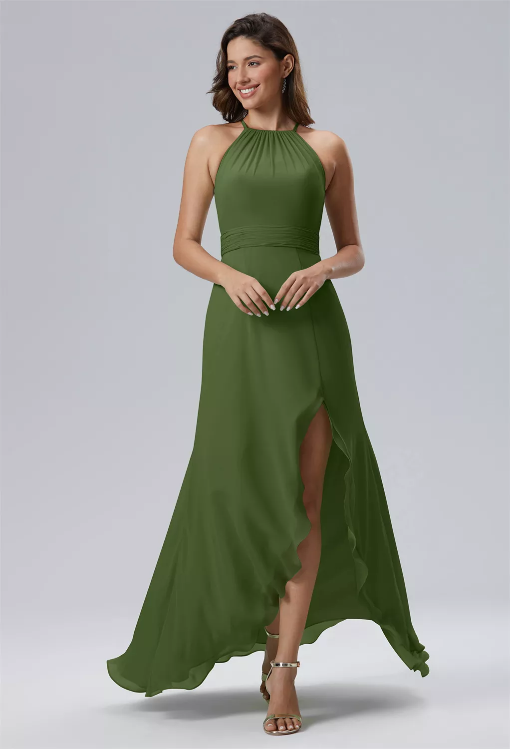 green bridemaid dress Sage Short Tulle Bridesmaids YW1713 Custom Size / Other Small gathers at the under bust for a flattering shape 23 Sage Green Bridesmaid Dresses