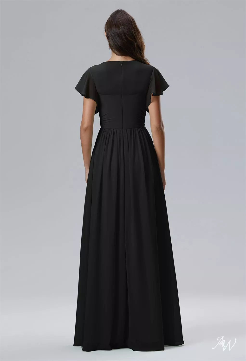 AW.Bridal A-line Sweetheart Neckline Floor Length Short Sleeves Long Bridesmaid Dresses Dress Black Size 4