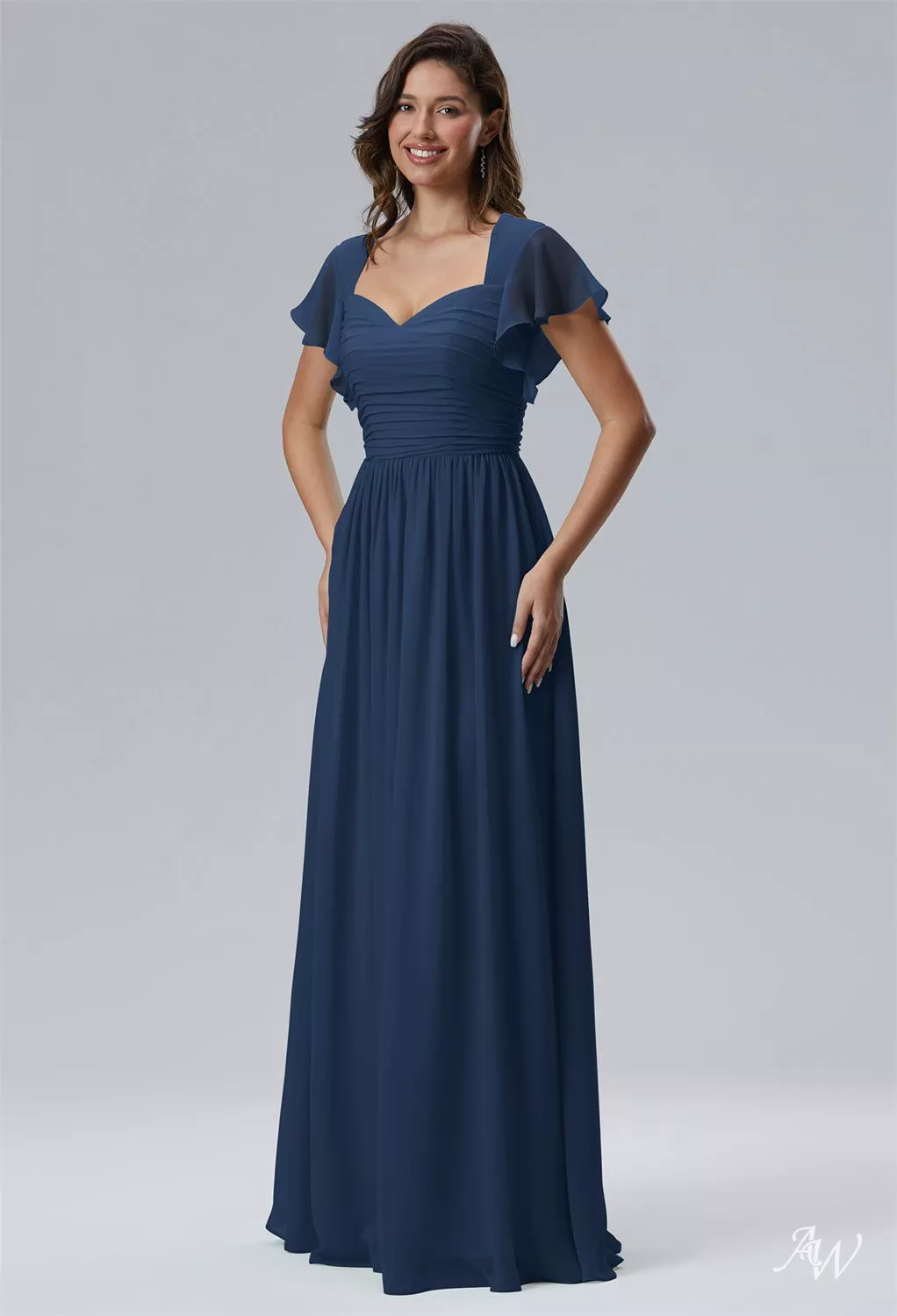 navy cap sleeve bridesmaid dress Dark Navy Bridesmaid Dresses,Bridesmaid Dress with Sleeves,Elegant Bridesmaid Dress,BD00256, US14W / Royal Blue