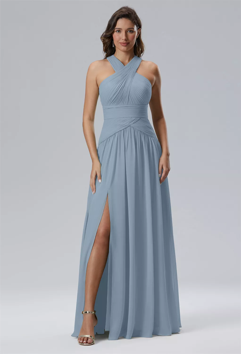 blue grey cocktail dress Aline Gray Blue Short Prom Dress, V Neck Blue Formal Cocktail Dress main image 1