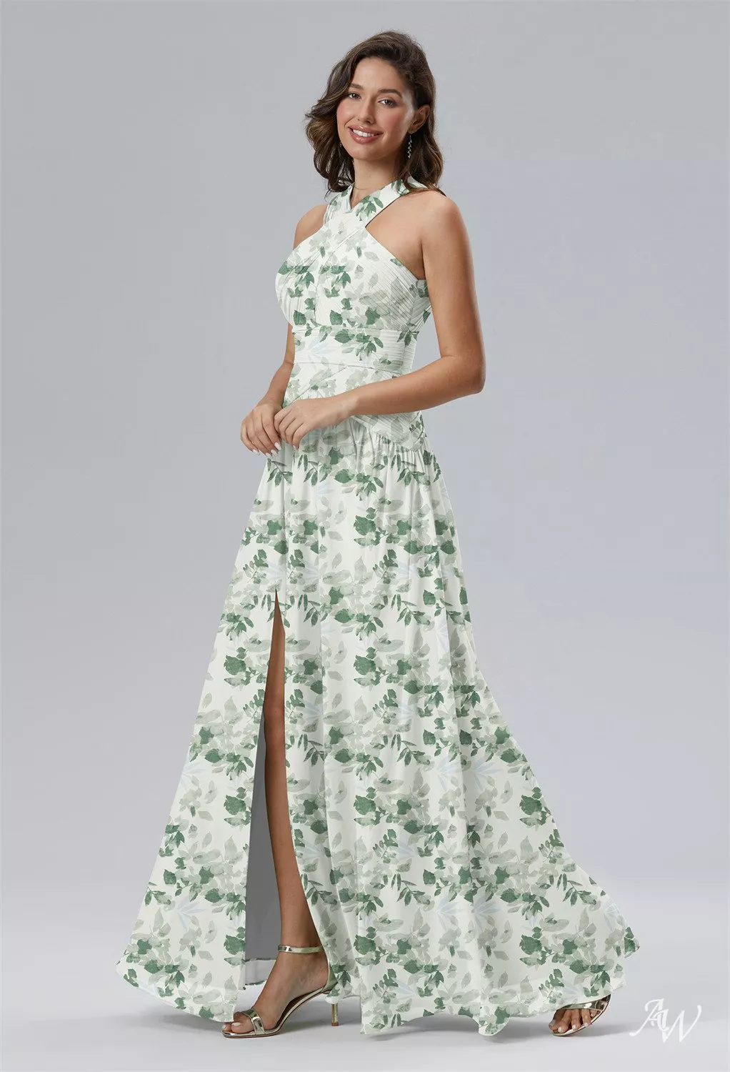 green shades bridesmaid dresses AW Evaporate Tea Shade A modern mermaid skirt and cool cowl neck join forces to bring you Lydia Soft Green Bridesmaid Dresses