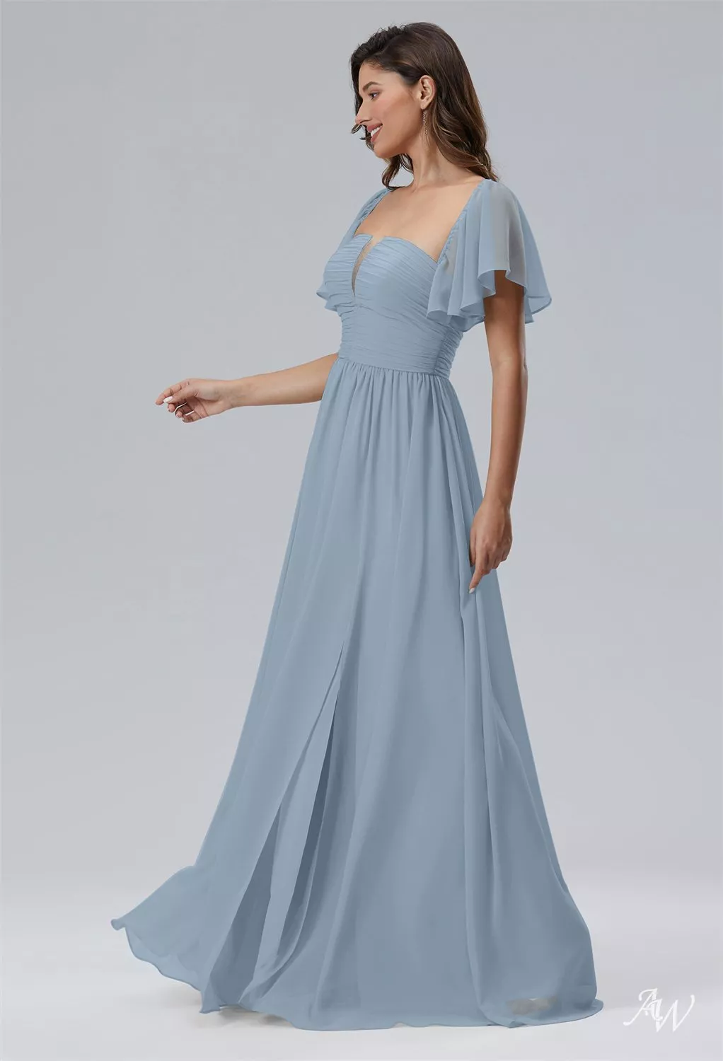 blue spring bridesmaid dresses Brittany Platinum Chiffon Bridesmaid Dress
