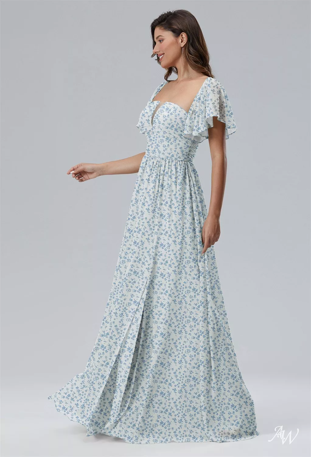 star bridesmaid dresses AW Jagir Skyblue Floral Gold
