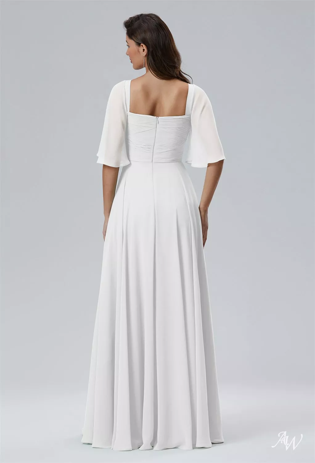 white casual bridesmaid dresses Elegant Floral Texture Pocket A-line Wedding Dress