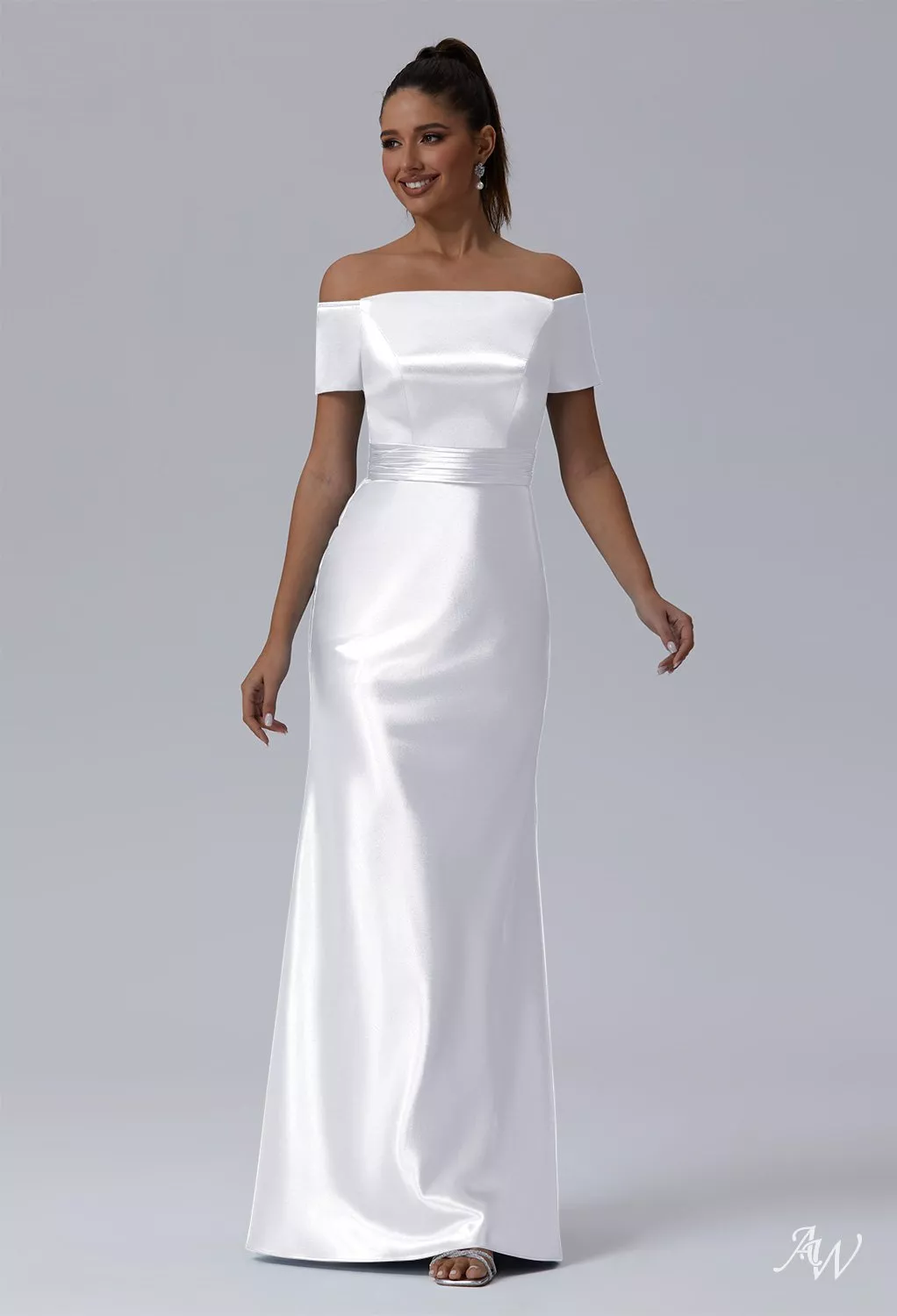 straight bridesmaid dresses Navy Chiffon Straight Across Neck A-line Bridesmaid Dress main image 0
