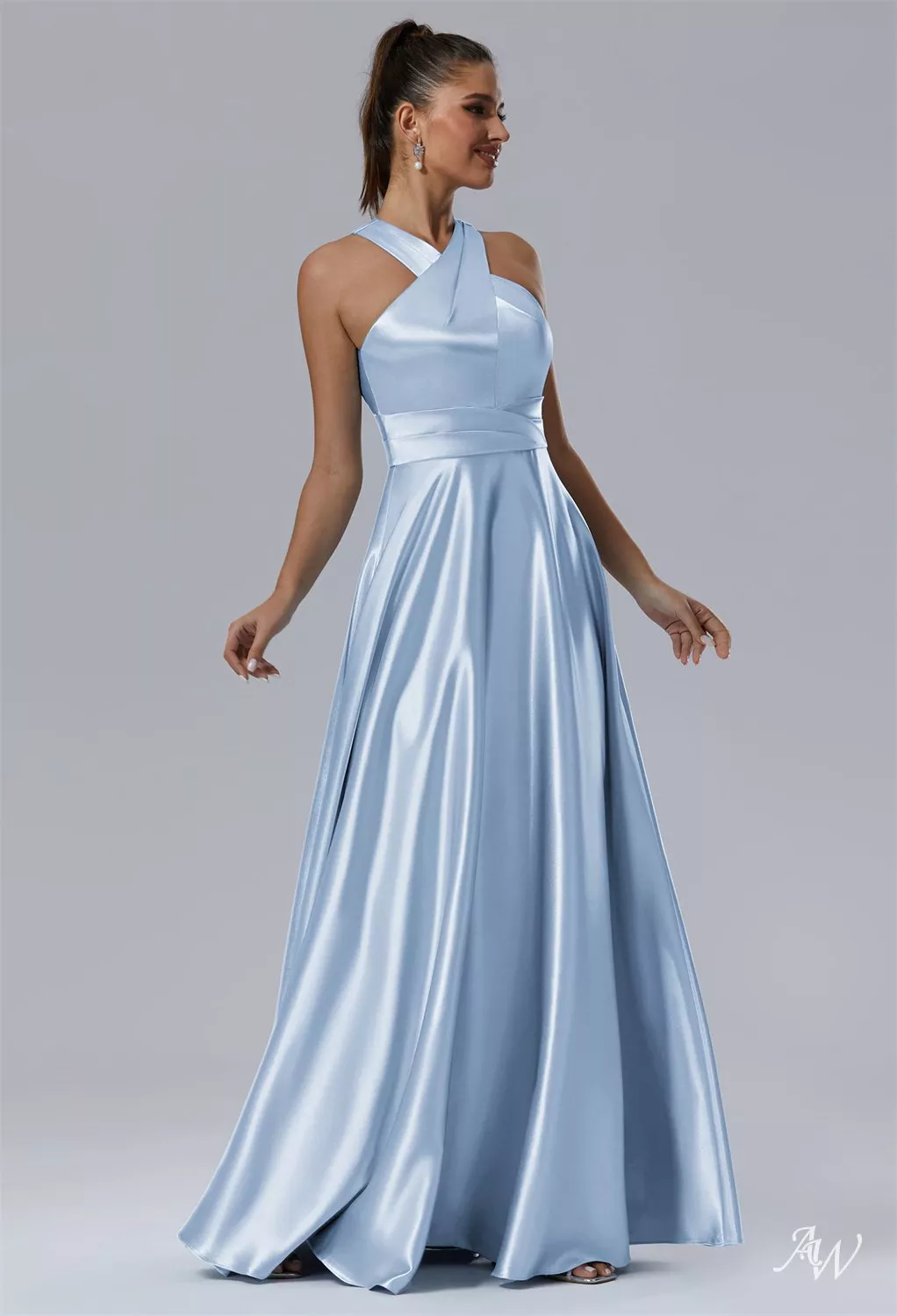 satin ice blue bridesmaid dresses Satin Bridesmaid Dress Prom Dress Light Blue XS Cameron Ice Blue by Grace Loves Lace main image 0