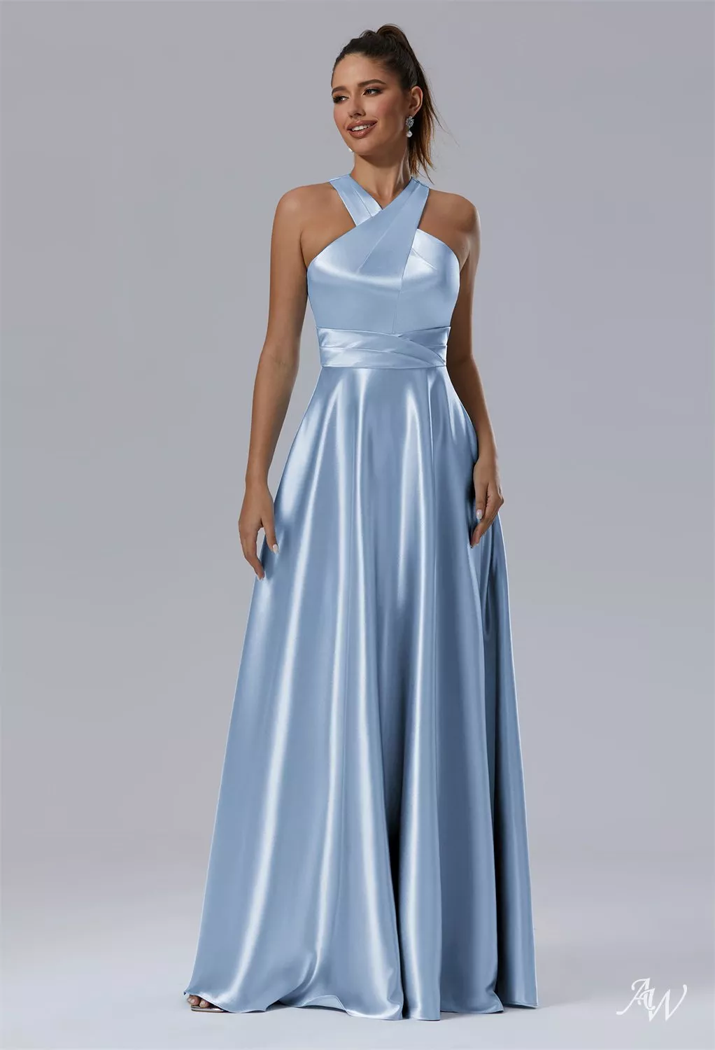 anyone but you blue satin dress Cirque Silky Midi Dress main image 1