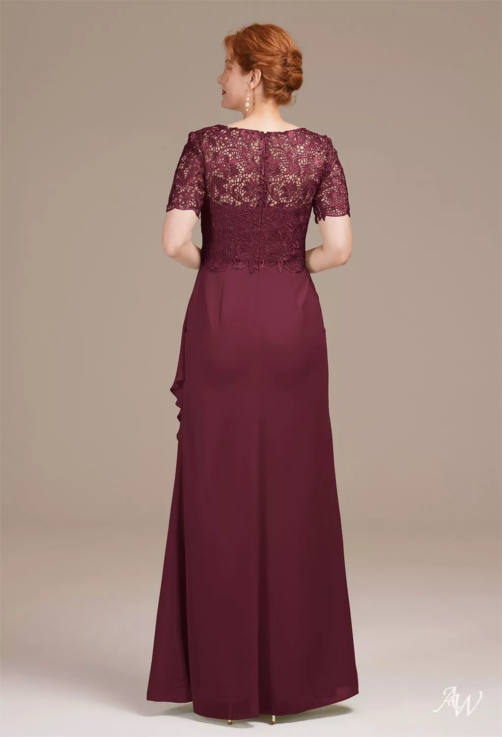 burgundy lace mother of the bride dress Eva Fashion 3533 Long Formal Lace Fitted Mother of the Bride Dress