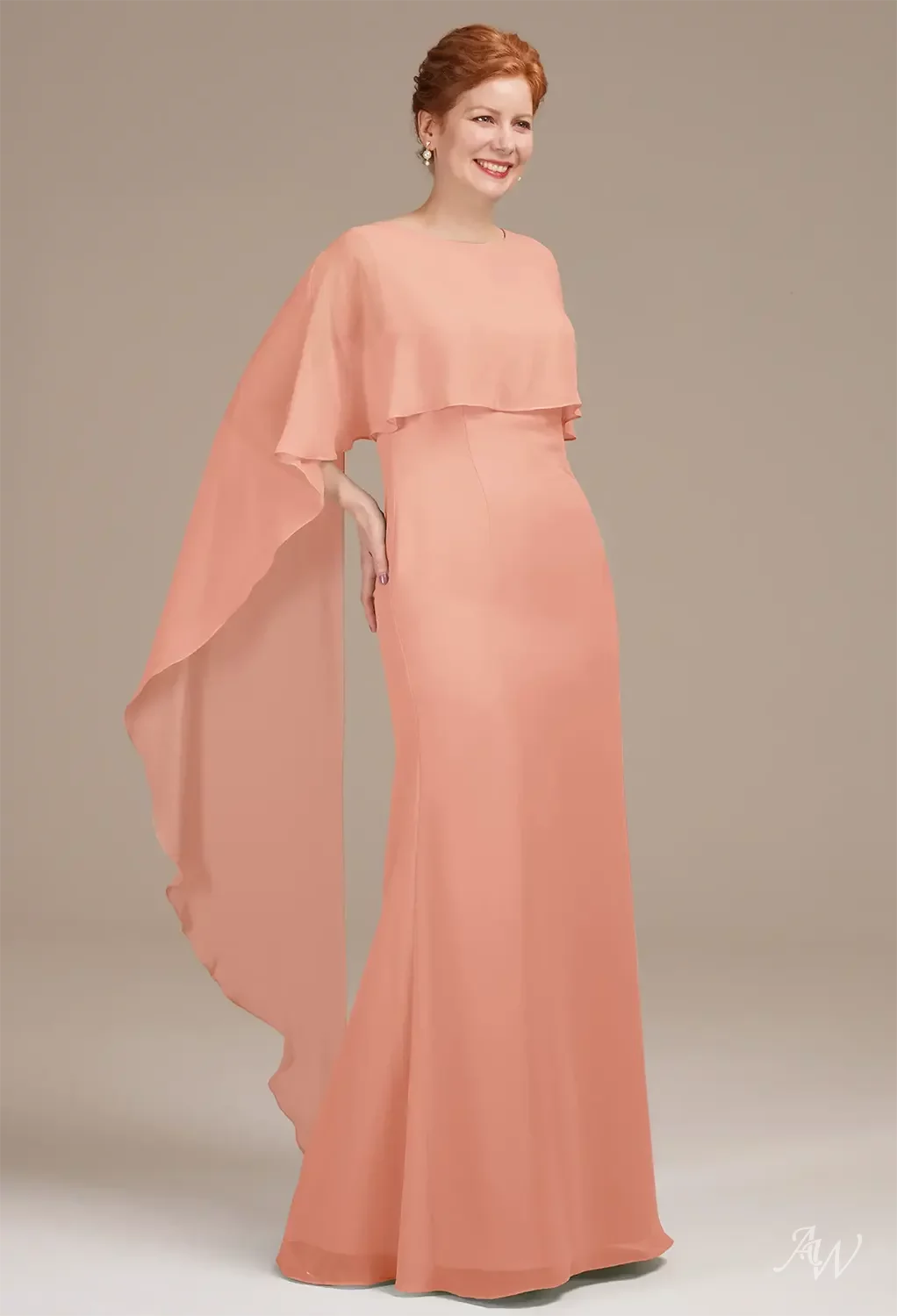 AW Lucilla Peach Pink Mother of the Bride Dresses | AW.Bridal