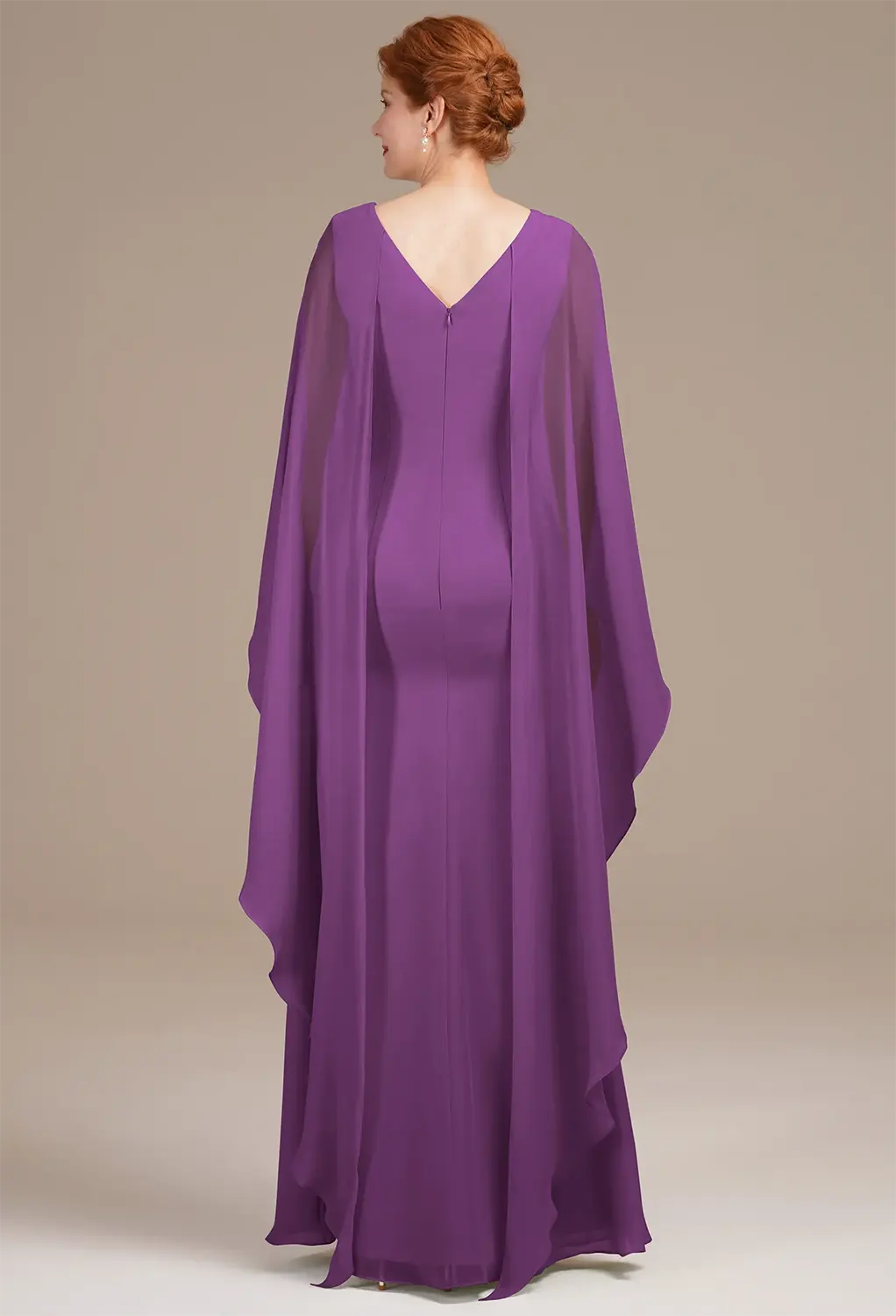 purple mother of groom dress A-line V Neck Chiffon Ankle-Length Mother of the Bride Dress with Lace  Applique Jacket S5041M - Mother of the Bride Dresses