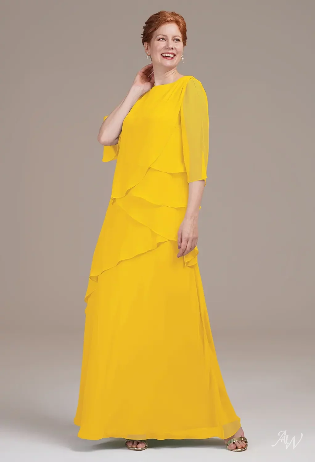 mustard yellow dress long Mustard Yellow Georgette Angrakha Style Tiered Maxi Dress