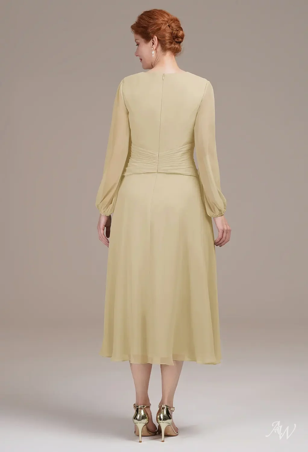 champagne mother of the bride dress tea length Peach 2026 Mother of the Bride Dress A-Line Charmeuse Tea-Length