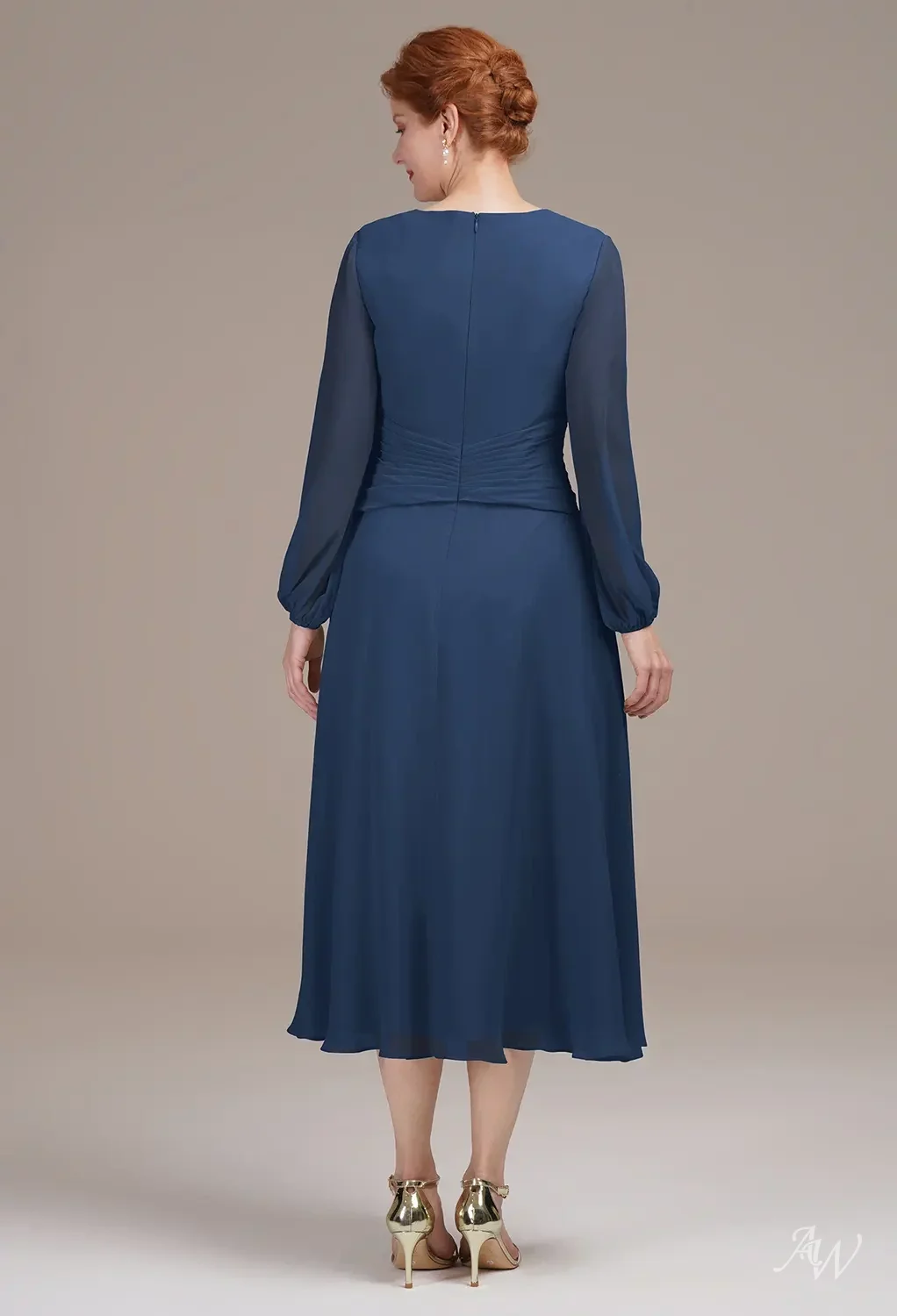 tea length navy blue mother of the bride dress A-Line Blue Wedding Guest Dresses Convertible Infinity Mother Of The B – LD  Dress main image 1