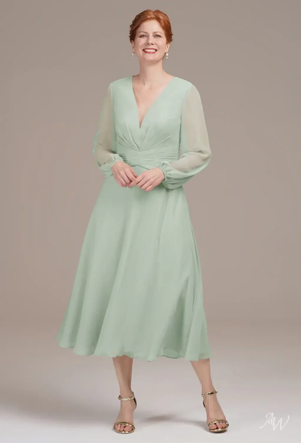 slim fit dress slacks Off The Shoulder Dusty Sage Pleats Mother of The Bride Dress main image 1
