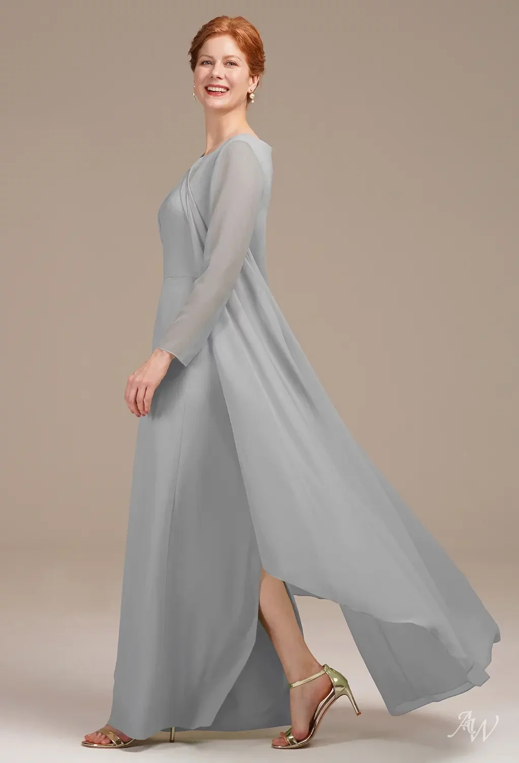dove grey mother of the bride dresses AW Maude Elegant floral cocktail dress