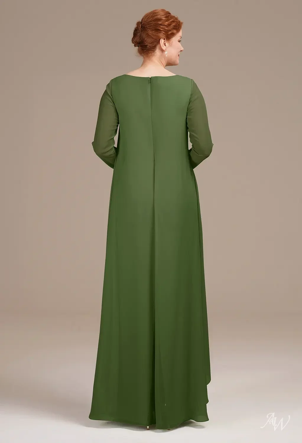 slim fit dress slacks Valencia Long Sleeve Bridesmaids Dress in Olive Green main image 0