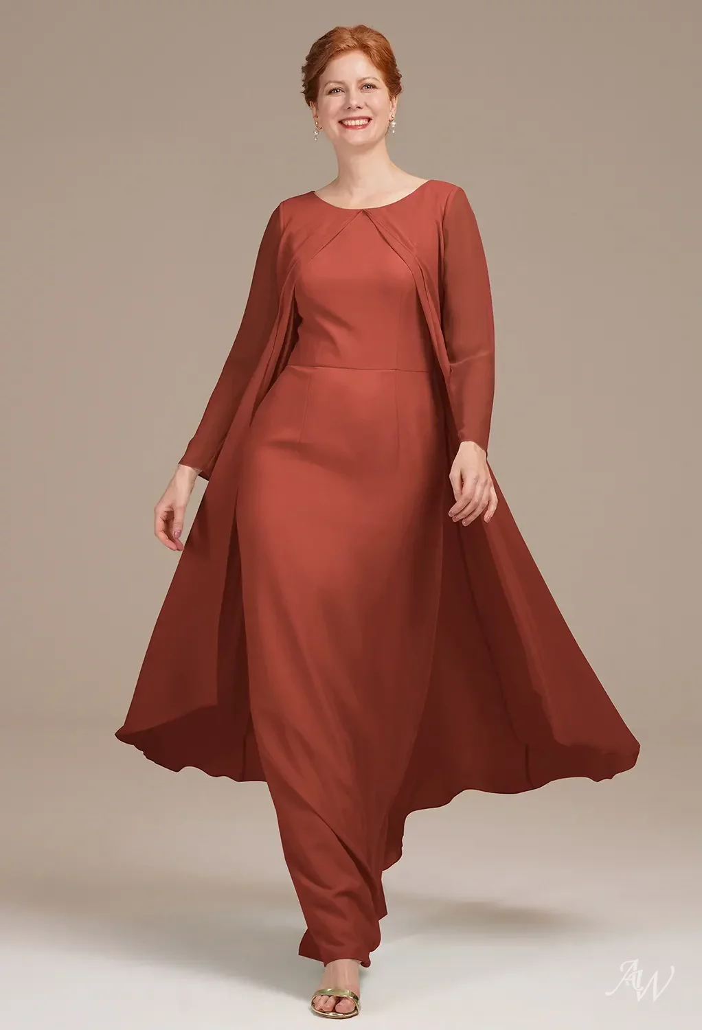 mother of the bride brown dress Nox Anabel ME126 Long Beaded Applique Mother of the Bride Dress