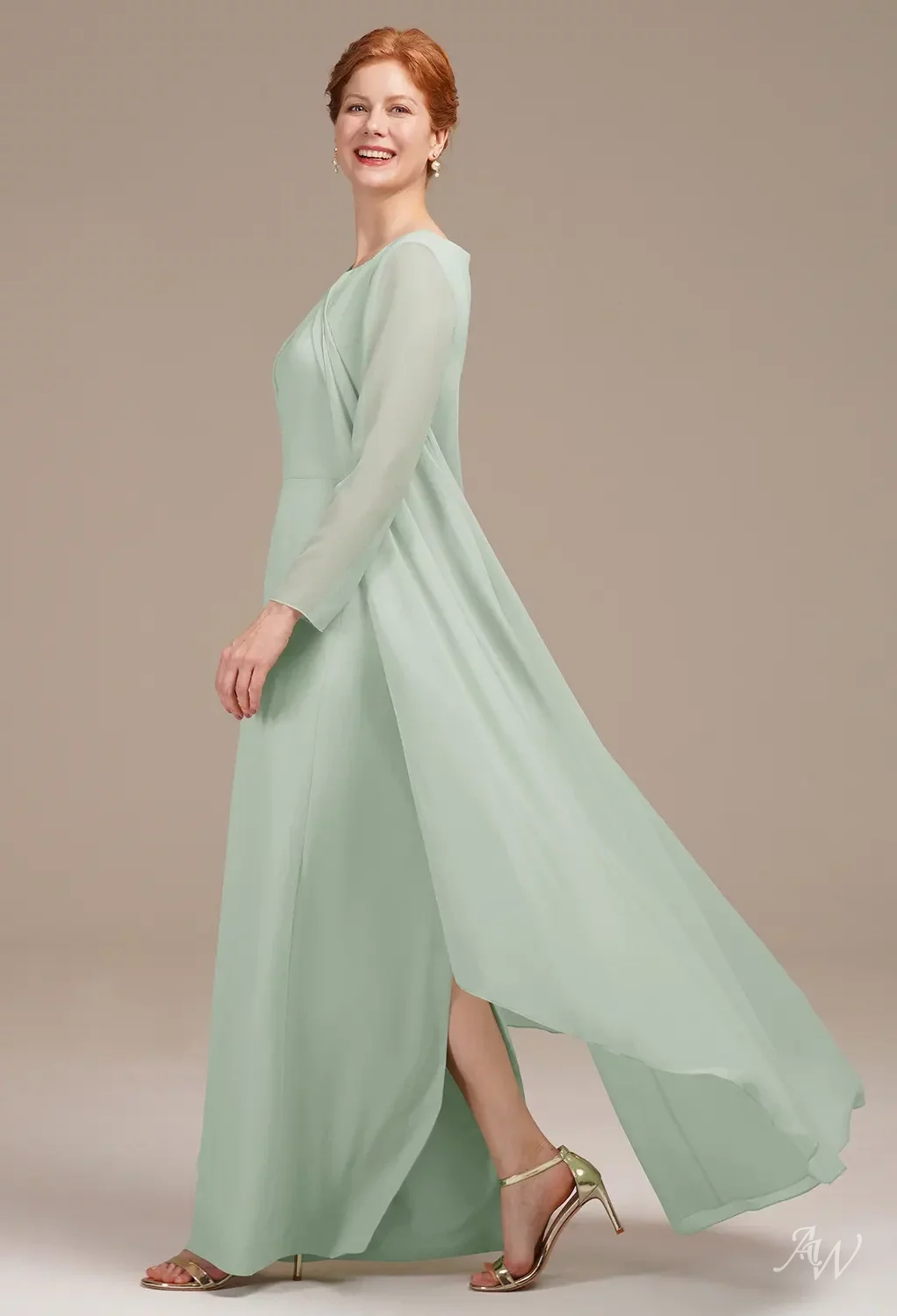 sage green dress for older women Andie Long Sleeve Bridesmaid Dress in Sage