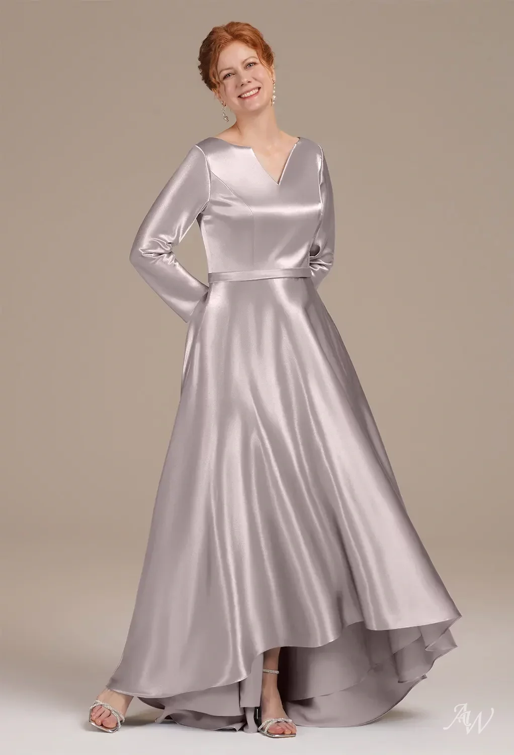 mother of the bride silver grey dresses Sparkly Silver Mother Of The Bride Dress Sequins A-Line Long Sleeves Mother Of The Bride Dress main image 0