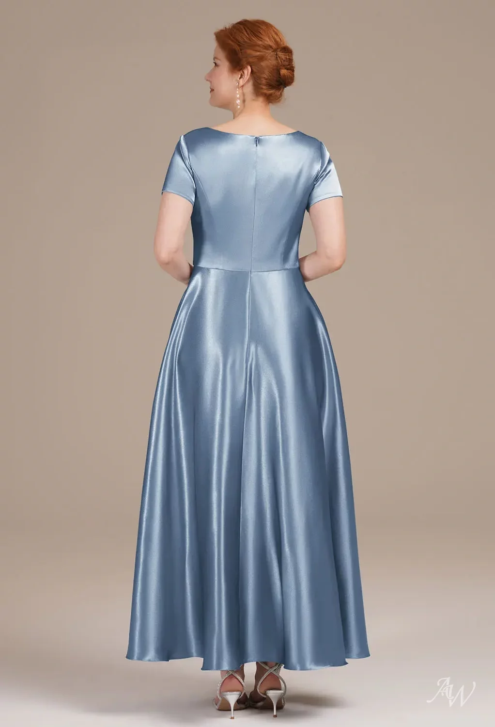 dusty blue mother of the bride dress Sleeveless Mermaid Dresses this mother of the bridal dress features a mock two Mother of the Bride Dress