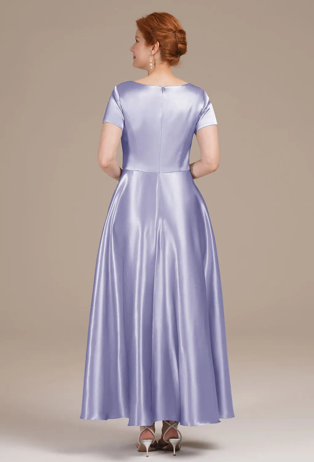 fitted lace wedding dress Berylove Women Grey Blue Mother of The Bride Dress with Long Sleeves A Line V Neck Wedding Guest Dress, Dusk / US14