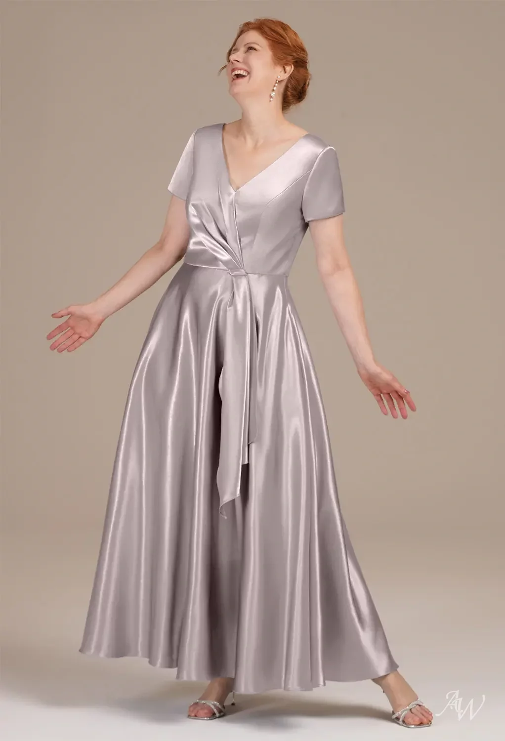 grey taupe dress Azazie Laurie