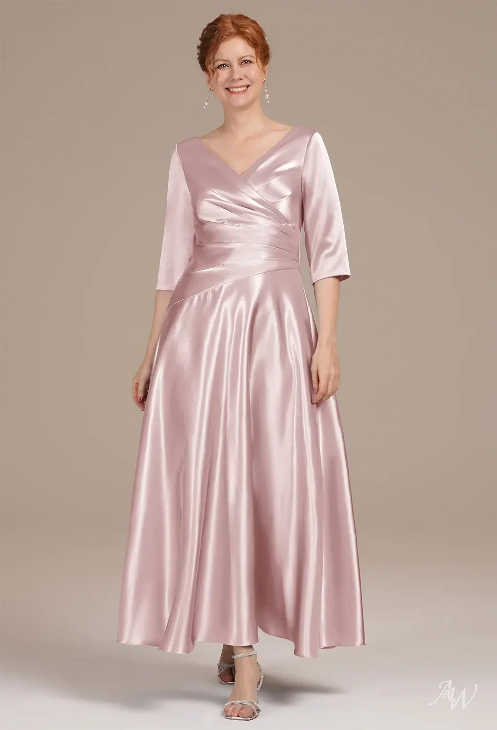 pink satin mother of the bride dresses Zapaka Women Fuchsia Flower Satin Mother of the Bride Dress with Sleeves A Line Shirt Collar Long Wedding Guest Dress with Waist Tie, Fuchsia Flower /