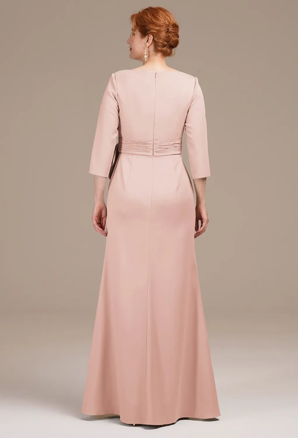 pearl pink mother of the bride dresses Pearl Modest V Neck Beaded Ruched High Low Chiffon Mother Of The Bride