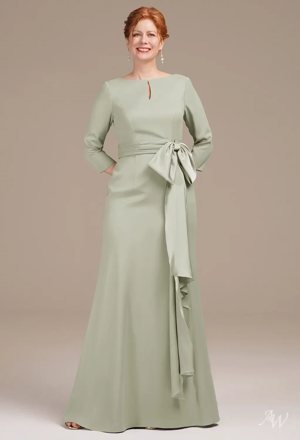 slim fit dress slacks Kassidy Elegant Half Sleeves Pleated Lace Chiffon Mother of The Bride Dresses, Mint Green