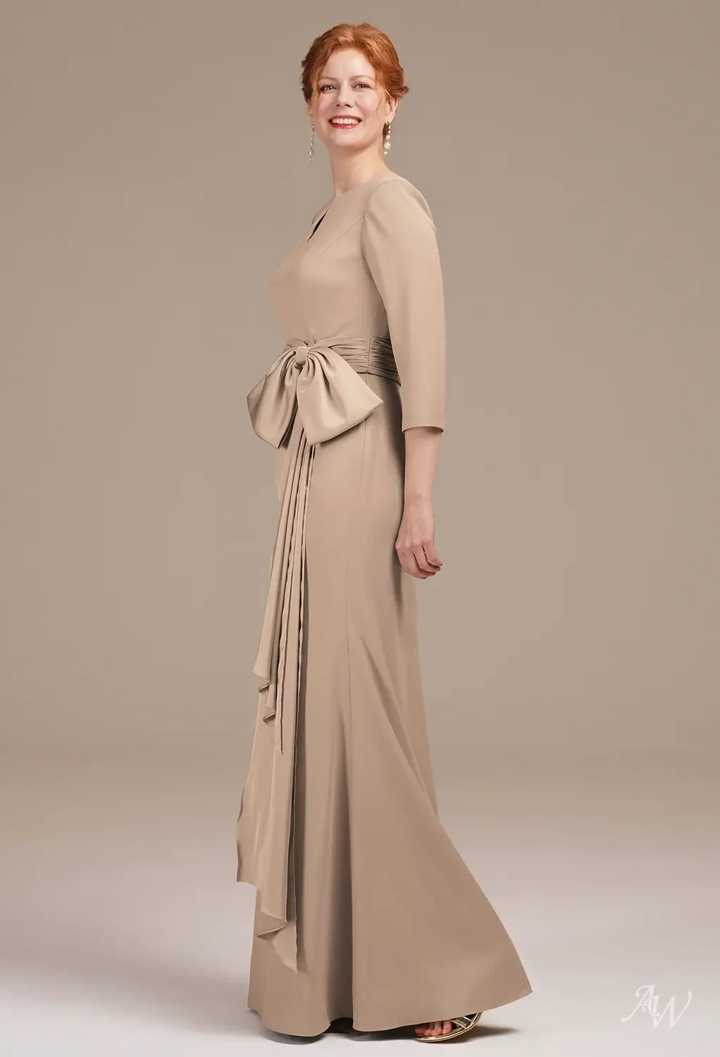dresses in taupe for fall The Avery Dress in Taupe Duchess 2 / Taupe Duchess main image 0