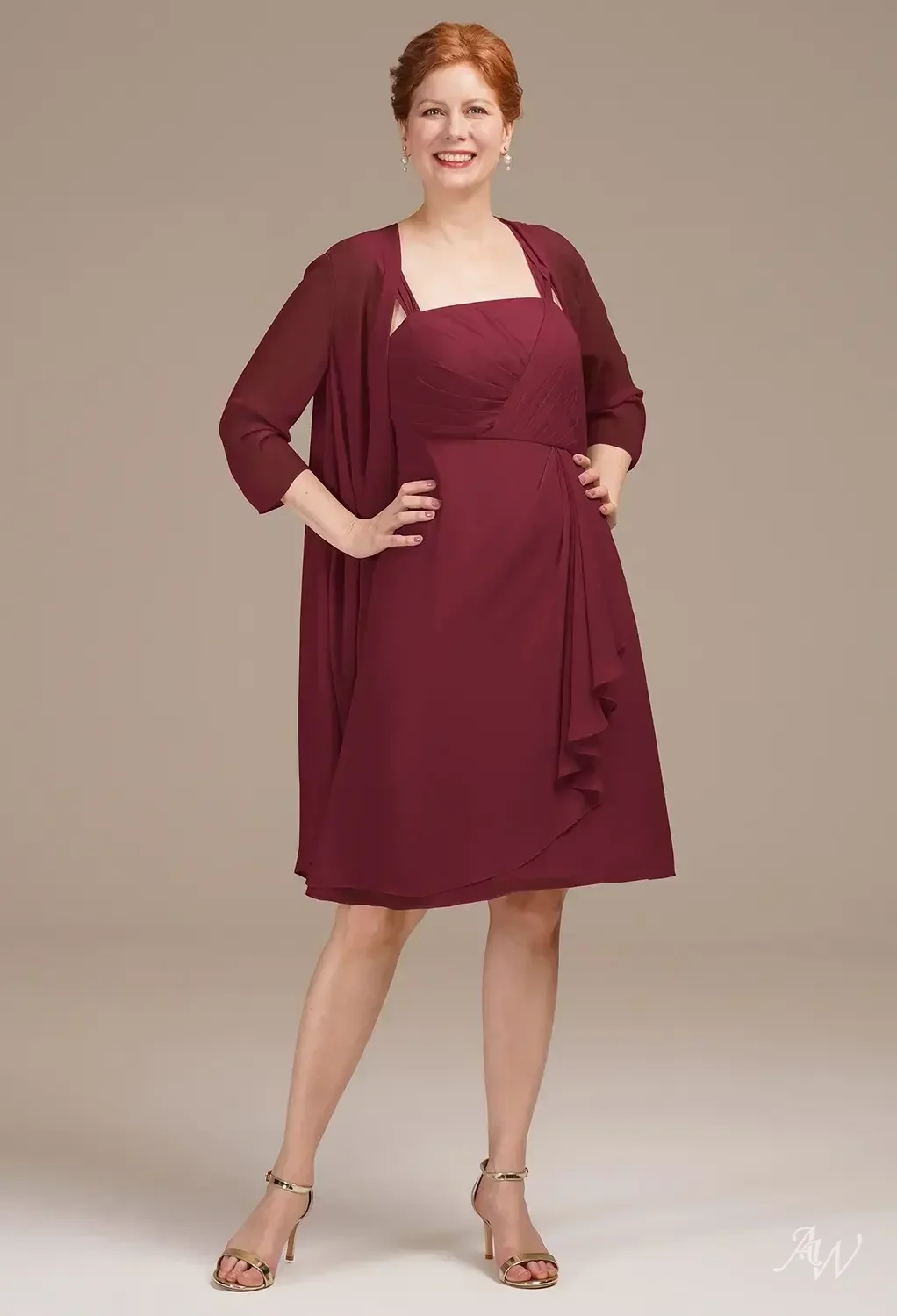 burgundy mother of the bride dresses plus size Long Formal Mother of the Bride Draped Chiffon Gown