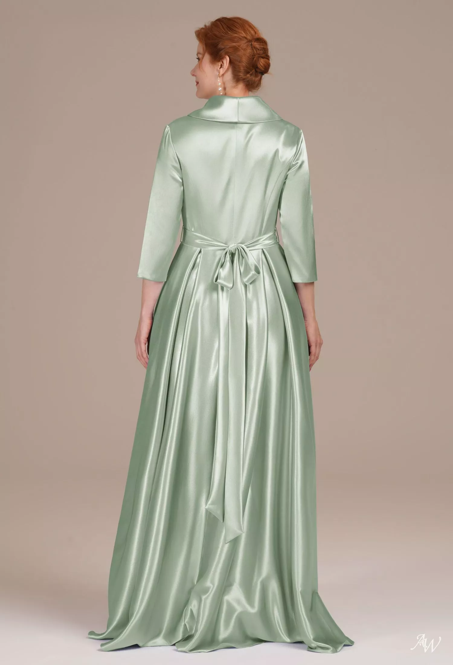 silver sage mother of the bride dresses ZAPAKA Women Silver Mother of the Bride Dress Sheath Boat Neck Open Back 3/4 Sleeves Long Wedding Guest Dress with Pockets, Silver / US20W