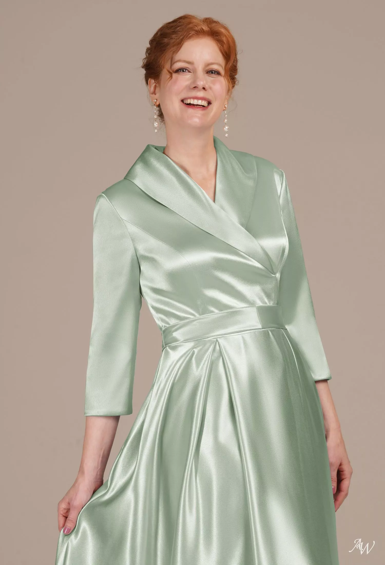 sage green satin wrap dress Elizabeth Slate Blue Corduroy Short Dress main image 0
