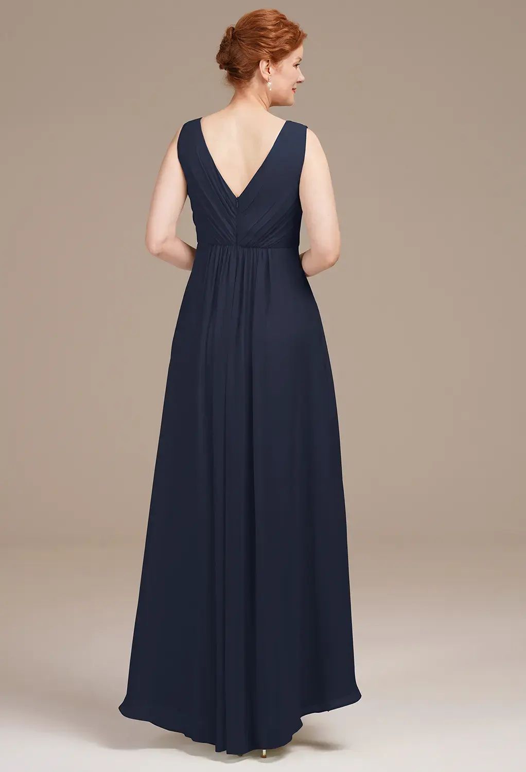 AW Maxine Dress, Light Dusty Blue Chiffon Lace Hi Lo Bateau Neckline ...