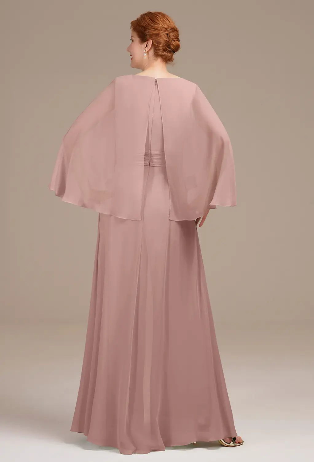knee length dresses for ladies Beaded Blush Pink Evening Dresses Extra Long Sleeve Mother of the Brid –  Viniodress main image 1
