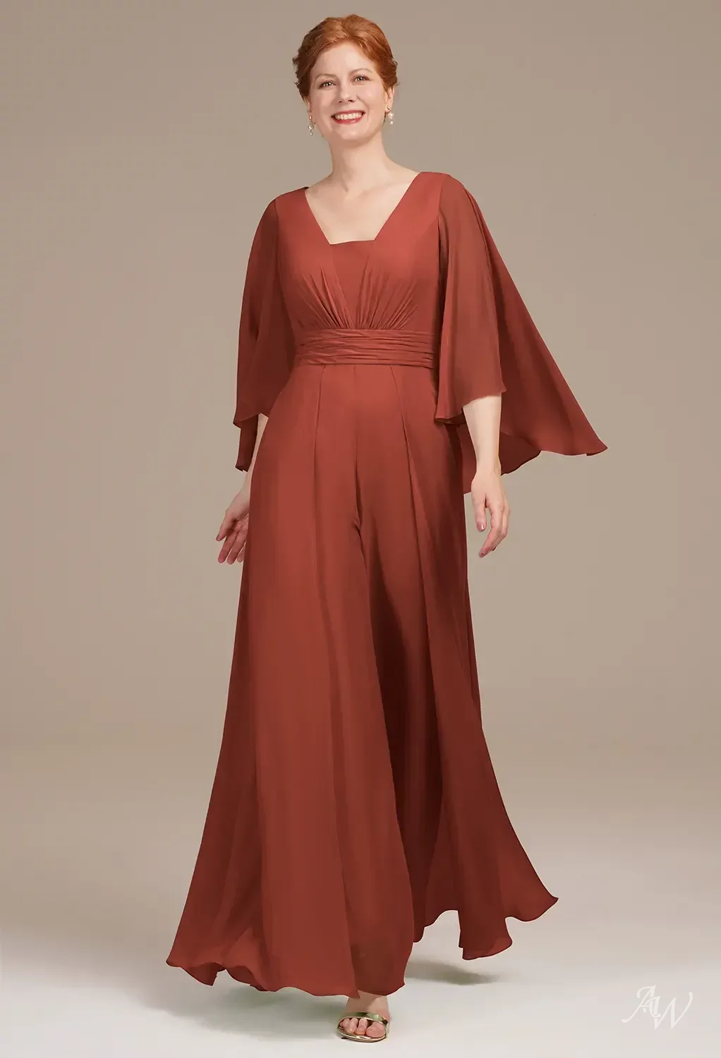 brown long sleeve shirt dress Novias Bridal main image 1